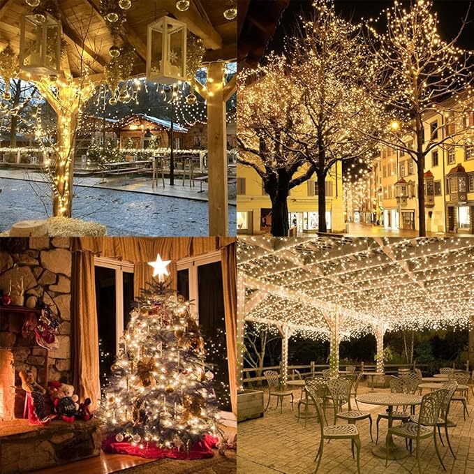 Fairy Lights Plug in,100FT 600 LEDs Waterproof String Lights,Twinkle Light with Remote for Outdoor Indoor Christmas Wedding Birthday Garden Party Decorations,2 Inch Space,Warm White