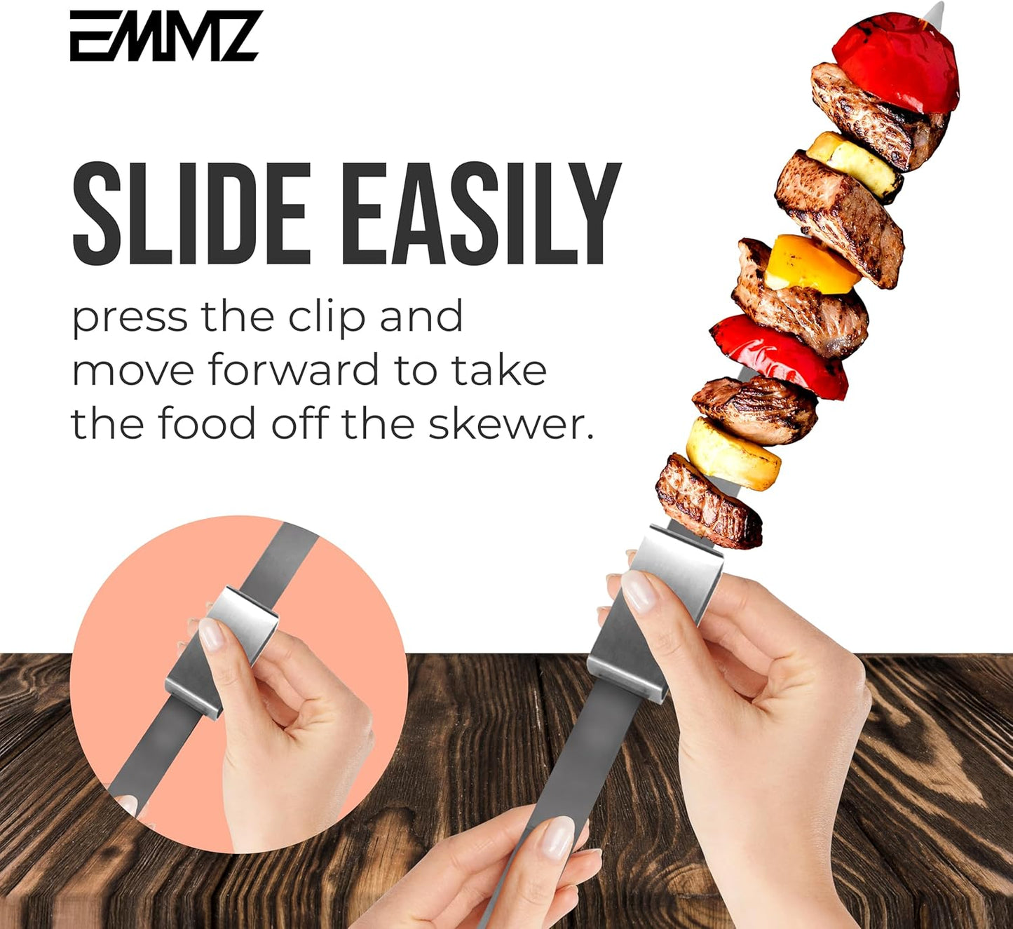 Grilling Skewer–16.5"flat metal skewers with removable Slider (set of 10) Storage Bag stainless steel skewers for BBQ-kebab koobideh-Skewers for kabab Barbecue meat vegetable-Grill sticks forcamping