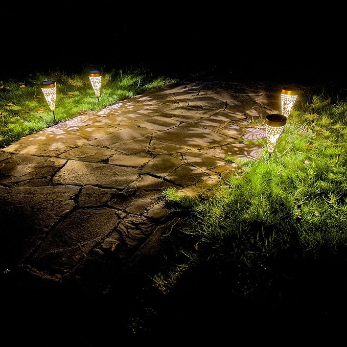 4-Pack Butterfly Outdoor Decor Solar Pathway Lights, Metal Landscape Lighting for Outside Use: Patio, Yard, Lawn, Backyard, Walkway, Driveway – Gifts for Women, Mother, Grandmother