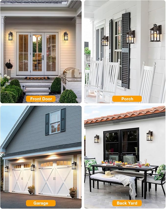 Distance-Adjustable Motion Sensor Outdoor Lights, Oil Rubbed Bronze Wall Mounting Porch Light, Waterproof Dusk to Dawn Exterior Lighting Fixtures Sconce, Anti-Rust Outdoor Lanterns for Porch