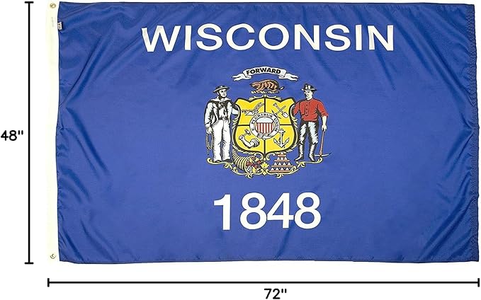 FlagSource Wisconsin Nylon State Flag, Made in the USA, 4x6'