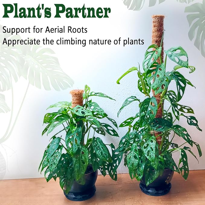 4 Pack 18 Inch Moss Pole, Stackable Moss Poles for Climbing Plants Monstera, Tall Plant Sticks Accessories, Large Coir Plant Support Stakes for Potted Plants Indoor, Pothos, Philodendron