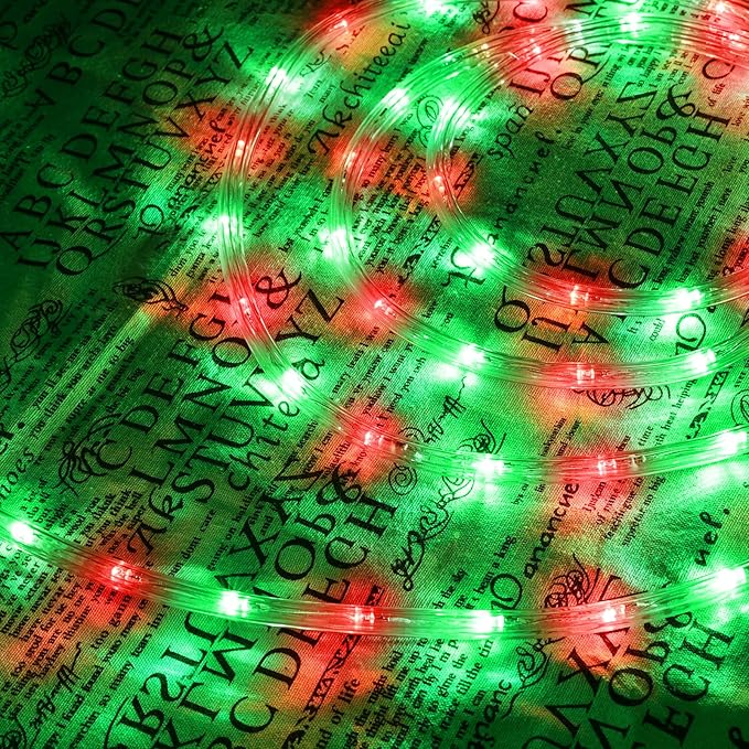150ft LED Rope Lights Outdoor, 1080 LED Connectable and Flexible Tube Lights with 8 Modes, Waterproof LED Rope Lighting for Garden Patio Pool Bedroom PartyIndoor Outdoor Christmas Decor (Red & Green)