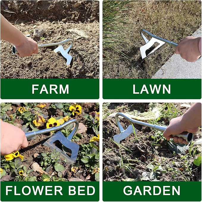 Garden Hoe, Weeding Tool, Full Stainless Steel Hollow Hoe, Heavy Duty,Sharp Hardened Hand Hoe for Gardening, Backyard Weeding, Loosening, Farm Planting