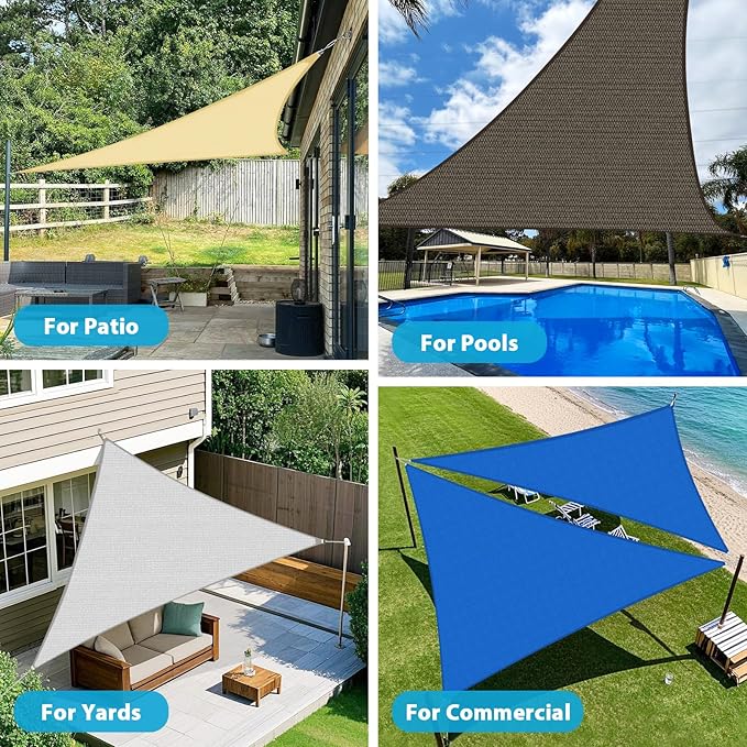 Amagenix Sun Shade Sail 10'X10'X14.1' Curved Edge Outdoor Shade Canopy Light Grey Breathable 95% UV Block Shade Cloth for Patio Garden Backyard (We Make Custom Size)