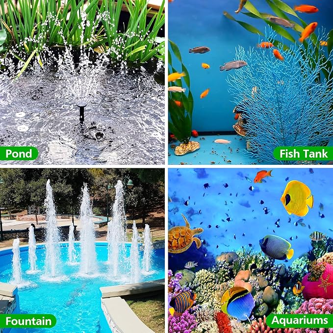 15W 800L/H Submersible Pond Fountain Pump with LED Lights, Ultra Quiet Water Pump, Pond Fountains Pump for Small Pond, Koi, Garden, Aquariums, Fish Tanks, Indoor Outdoor Fountain 3 Type Nozzles