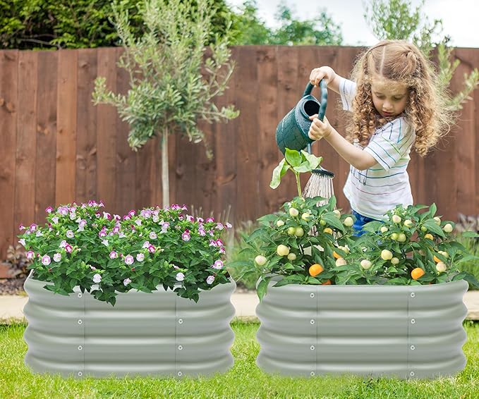 2-Pack 2x1ft Galvanized Raised Garden Bed, Outdoor Planter Bed, Metal Planter Box for Gardening and Planting,LG