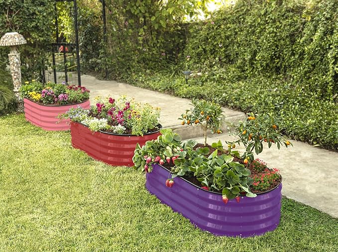 Galvanized Raised Garden Beds Outdoor // 4×2×1 ft (2-Pack) Planter Raised Beds for Gardening, Vegetables, Flowers // Large Metal Garden Box (Red) // Patented Tool-Free Design