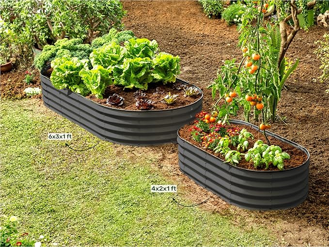 Galvanized Raised Garden Beds Outdoor // 6×3×1 ft (2-Pack) Planter Raised Beds for Gardening, Vegetables, Flowers // Large Metal Garden Box // Patented Tool-Free Design (Gray)