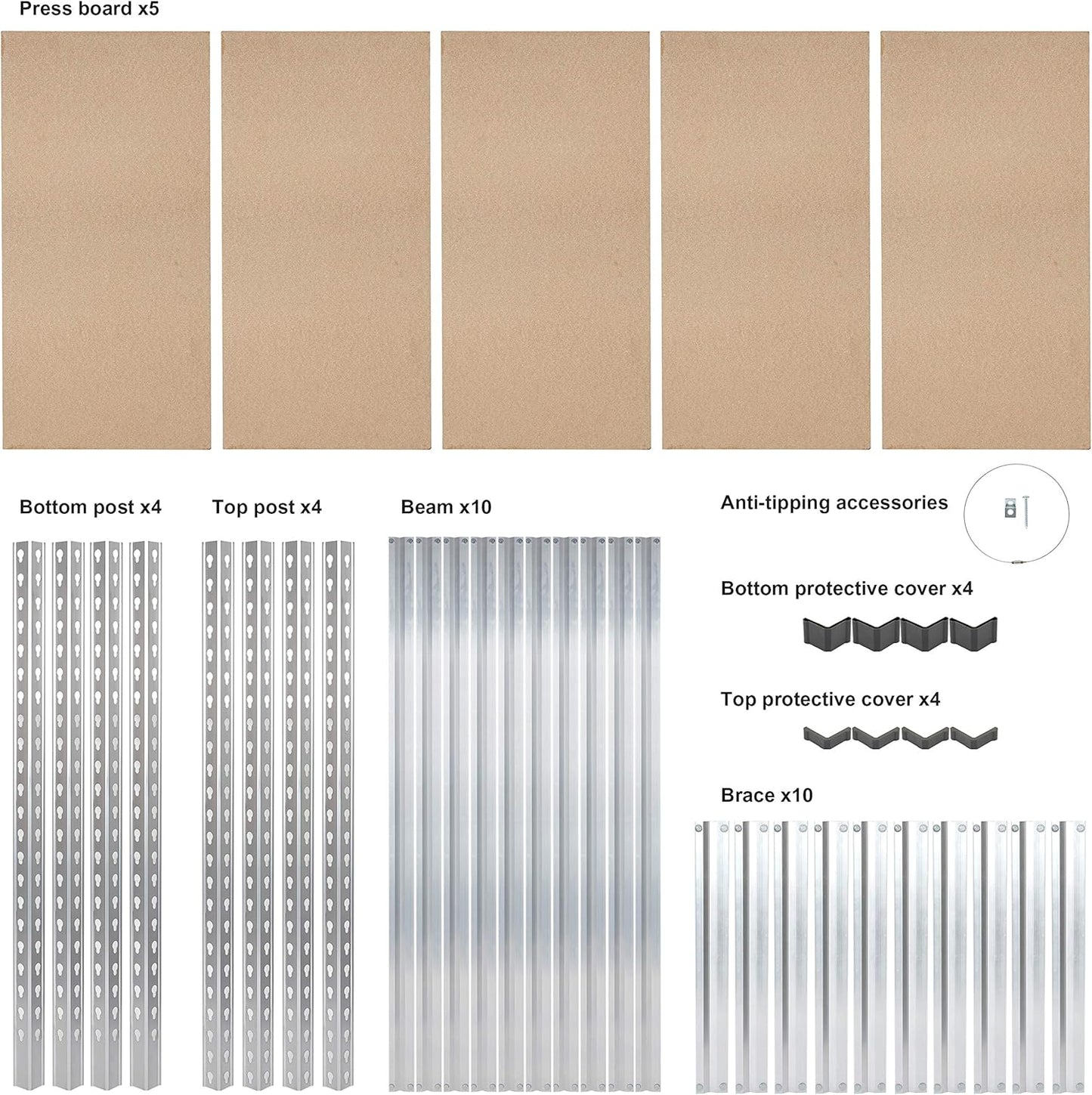 Amazon Basics 5 tier, Medium Duty Storage Shelving Double Post Press Board Shelf, Aluminum, 48 x 18 x 72
