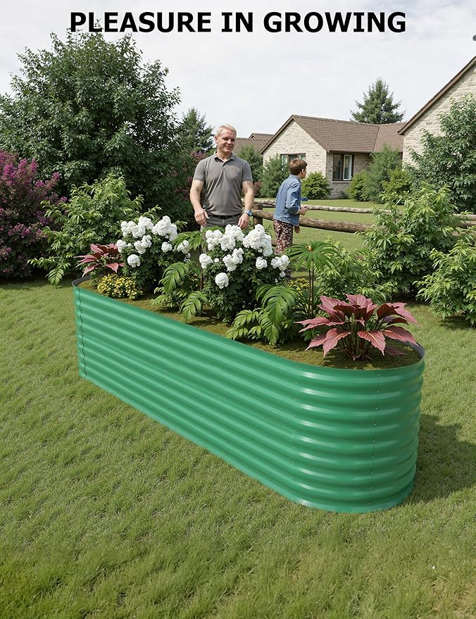 2 Pcs Raised Garden Beds Outdoor 8x4x2ft - Galvanized Steel Planter Box for Vegetables, Flowers, Rust-Resistant Garden Box, Easy Assembly Raised Beds, Durable Planters for Outdoor Plants, Green