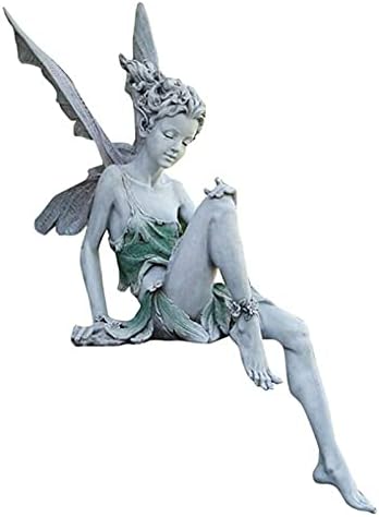 Angel Figurine Outdoor Garden Fairy Statue, 9 ''Garden Sculpture Resin Angel Craft Home Table Ornaments for Lawn Yard Art Porch Patio Decorations Christmas Housewarming Garden Gift (White)