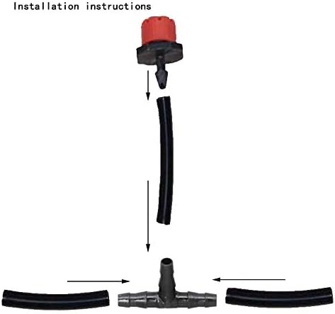 Drip Irrigation Kit Adjustable Drip Irrigation Dripper, Drip Irrigation Tee Rod Connector, Lawn and Herb Garden Irrigation Hose Fitting Sprinkler Irrigation System / 50 Pairs(Black+ Red)