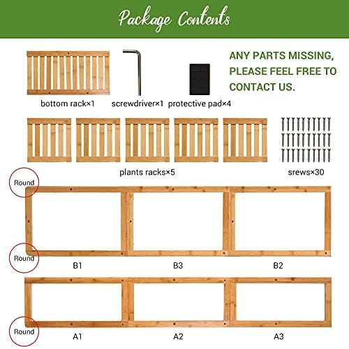 H HOMEXIN Bamboo Plant Stand Rack - Indoor & Outdoor Plant Stand 6 Tier 7 Potted Multiple Flower Planter Pot Holder Shelf Rack Display for Patio Garden Corner Balcony Living Room