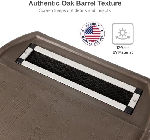 50-Gallon Rain Barrel, Flat Back Rain Water Collection Barrel, Stand and Link Kit Included, Walnut Color (2 Pack)