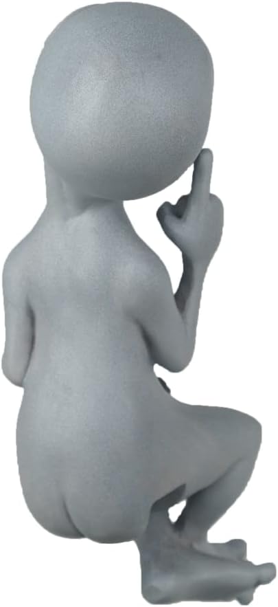 Andre' & Fritz Friendship “Origins” Alien and Gnome Garden Fence Sitter Statue | Poly-Resin 9" h x 3" w x 4" d Outdoor Décor (Origins - Fence Sitter)