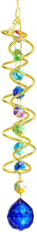 H&D HYALINE & DORA Gazing Ball Spiral Tail Crystal Suncatcher, Rainbow Maker Crystal Beads Decor Sun Catcher Hang with Hook for Window Indoor Outdoor