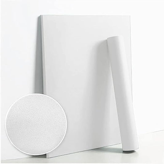 Dimoon 78.7''x17.7'' White Thicken Peel and Stick Wallpaper Contact Paper Modern Self Adhesive Wall Paper Removable Renter Friendly Textured Solid Color Vinyl Roll (78.7''x17.7'',White Thicken)