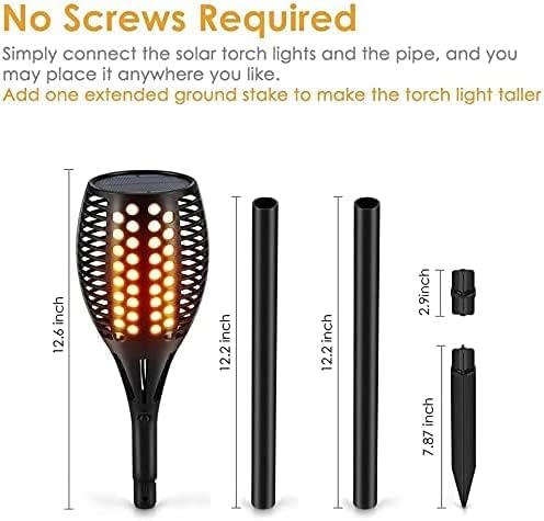Aityvert Upgraded Large Solar Torch Lights, 43" Waterproof Outdoor 96 LED Dancing Flames Lights, Flickering Flames Garden Lights, Auto On/Off Landscape Decoration Pathway Patio Driveway Lighting (8)
