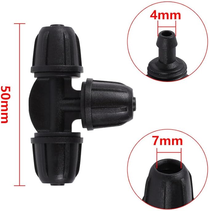 20-Pack Quick-Connect Locking 1/4" Drip Irrigation Tee Coupling Connectors, Upgraded 3-Way Tee Fittings for 1/4 Inch Irrigation Tubing, Drip Kit (Tee - 20 Pack)