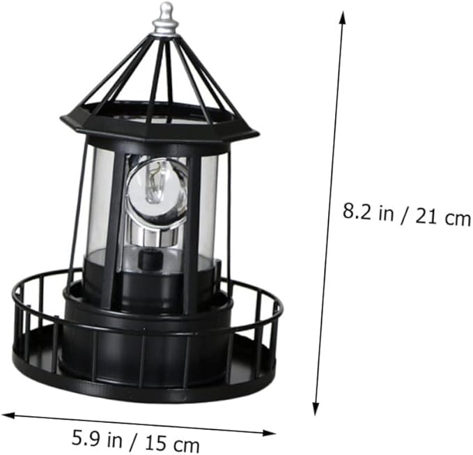 DOITOOL LED Solar Powered Rotating Lighthouse Outdoor Courtyard Solar Hanging Lamp Lawn Lantern for Patio Fence Garden Yard Decorations