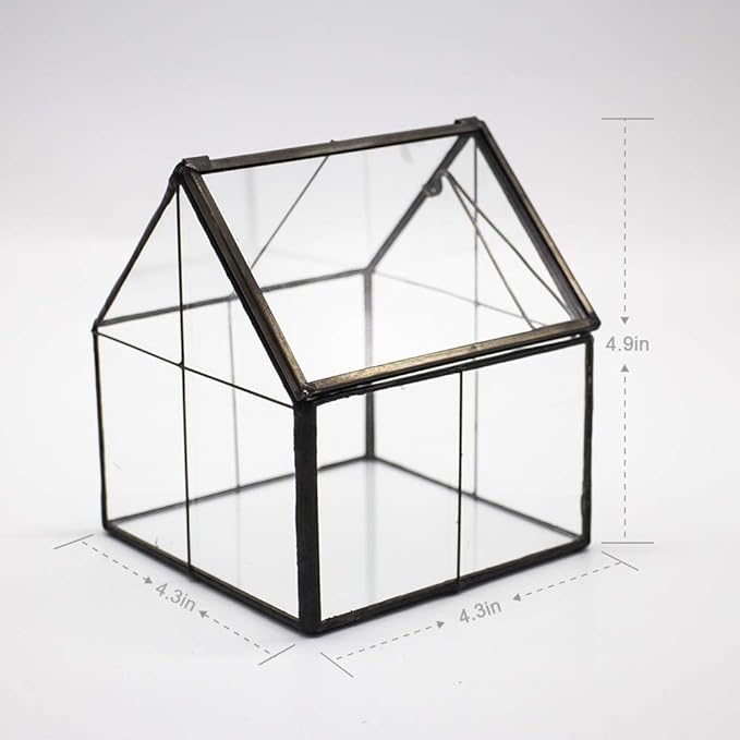 Ferrisland Glass Plant Terrarium Container Wardian Case Indoor Small Succulent Terrarium Planter w/Door for Tabletop Decor DIY - 5.0"x4.3"x4.3"