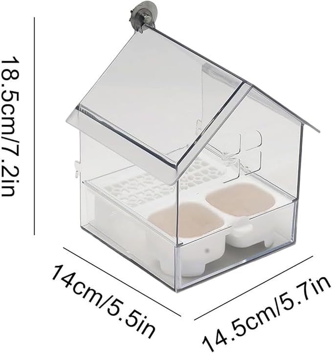 2026 New Pull-Out External Parrot Feeder, Bird Bath for Cage, 7*6*5.5in Bird Feeder House, Transparent Parakeet Cage Accessories, Easy To Fill, Clean, Long-Lasting, for Finch and Hummingbird (MIX)