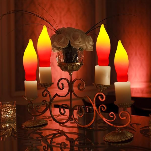 12 Pack C7 Replacement Bulbs E12 Candelabra Bulb - Red Yellow Incandescent Light Bulbs, Perfect as Halloween Christmas Light Bulbs, Candle Light Bulbs, 7 Watt, E12 Base