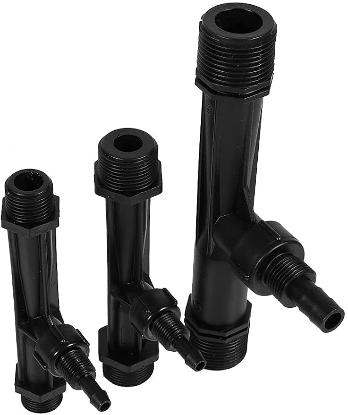 Fertilizer Injector Tube, Irrigation Venturi Fertilizer Injector with 1/2" 3/4” 1” Inch Agriculture Garden Fertilizer Mixer Injector Agriculture Tool Plastic Black(3/4inch)