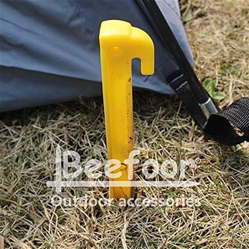 10-Pack Plastic Tent Stakes – 12-Inch Heavy Duty Canopy Anchoring Pegs for Camping, Gardening, Landscaping, Backpacking – Lightweight, Rust-Proof, Reusable Camping Stake