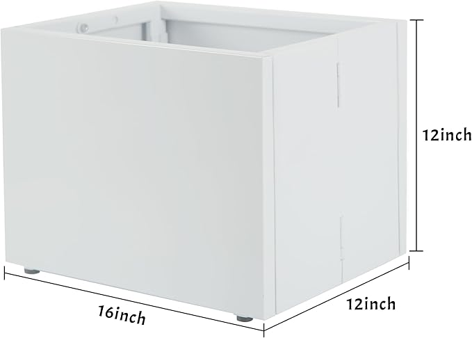 Galvanized Steel Rectangular Planter, 16"x 12"x 12" Small Planters for Outdoor Plants, White Outdoor Planter with Drainage Holes