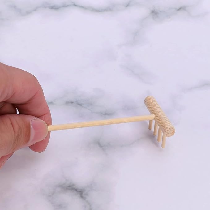 EXCEART Mini Rake Set - 80 Pcs Meditating Sand Zen Garden Accessories - Bamboo & Wood Adjustable Tools