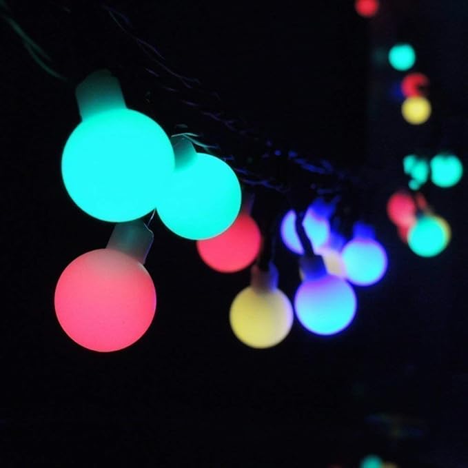 Globe Ball Fairy Lights, 50 LEDs 23ft/7M Solar Led Globe String Lights Waterproof with Two Lighting Modes for Garden Outdoor Party Christmas Decoration (Multicolor)