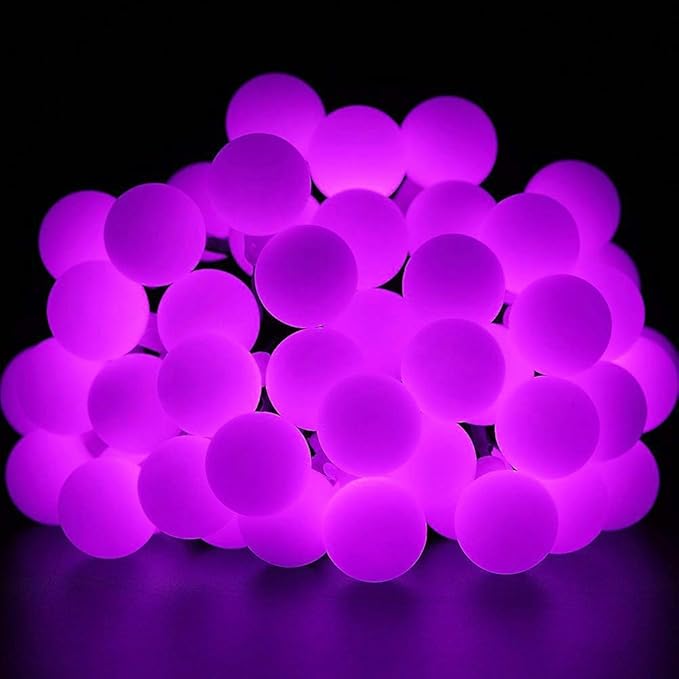 Globe Ball Fairy Lights, 50 LEDs 23ft/7M Solar Led Globe String Lights Waterproof with Two Lighting Modes for Garden Outdoor Party Christmas Decoration (Purple)