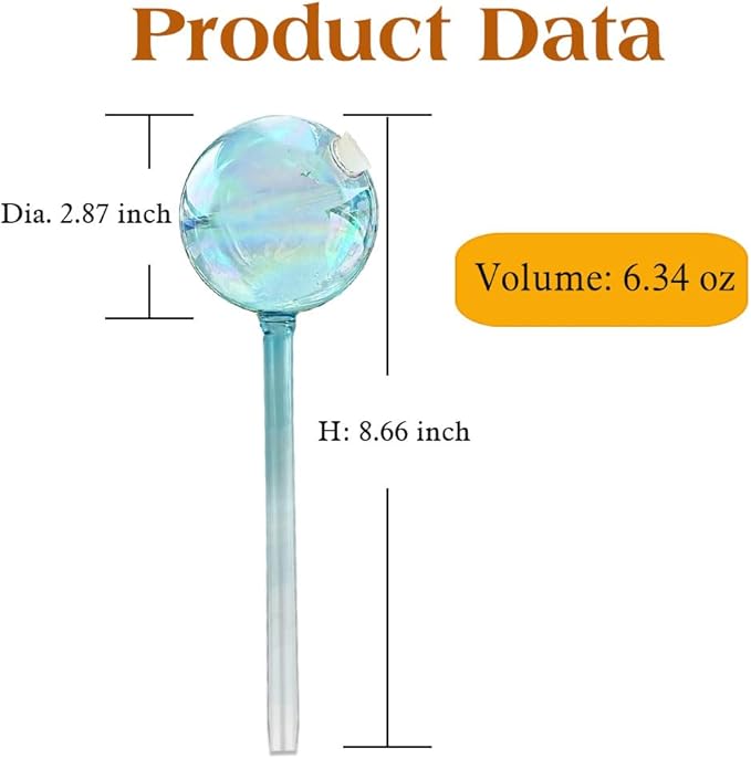 2pcs Galss Plant Watering Devices, Planter Self Watering Globes for Home Potting, Garden Flower Plant Watering Spikes Automatic Plant Waterer System Set for Indoor Outdoor Plant Daily Watering