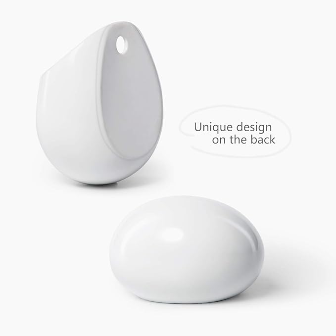 Dahey Wall Planters with Fake String of Pearls Plant Artificial Succulent Small Modern Ceramic Mounted Planter Round Hanging Wall Vase Display Holder for Indoor Garden Office Decor, Set of 2