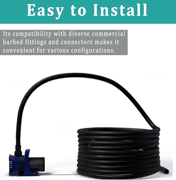 3/4" id - 25ft Black Vinyl Tubing Flexible PVC Tube Hybrid Hose Transfer Water Fuel Gas for Pond Fountain Garden Waterfall, Durable and Safe, with 2 Hose Clamps