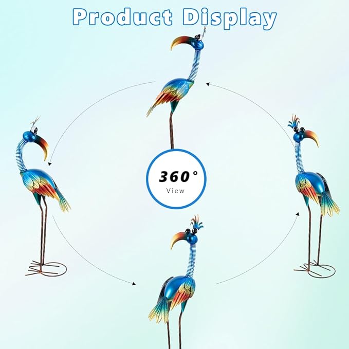 DREAMSOUL 30" Tall Bird Garden Statues Metal Standing Bird Outdoor Statues, 3D Funny Statue for Garden Patio Lawn