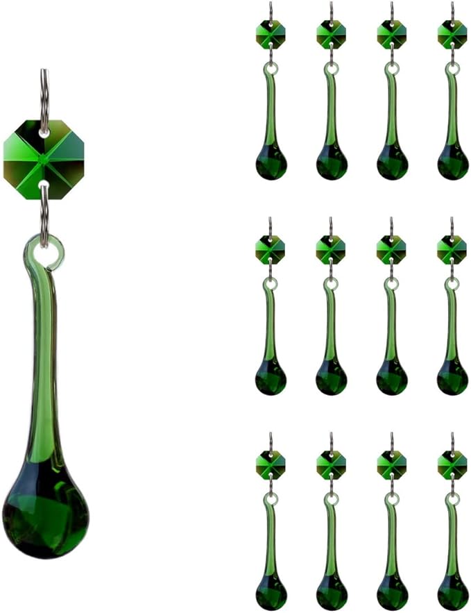 12pcs Raindrop Crystal Chandelier Prisms Parts, Hanging Crystals Beads for Chandeliers, Home Decoration