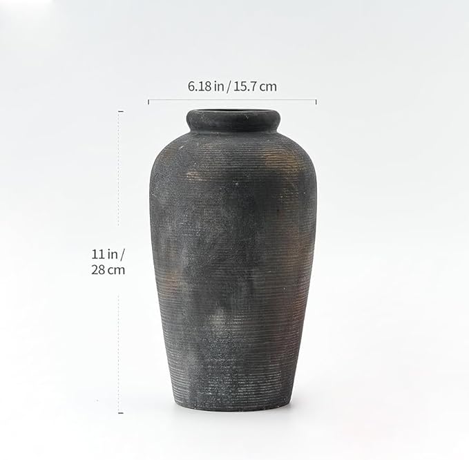 Decorative Ceramic Rustic vase,Tall vase for Minimalist Decoration,11" Large Vintage Vase for Home Decor,Centerpiece,Living Room,Enterway,Bronze