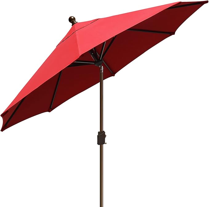 EliteShade USA 10-Year-Non-Fading 9Ft Market Umbrella Patio Umbrella Outdoor Table Umbrella with Ventilation,Logo Red