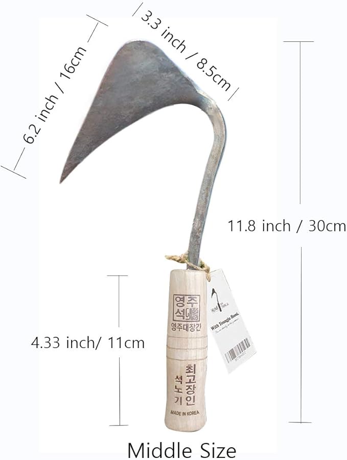 HandPlowHoe Gardentool with Safety Cover for Easy Gardening, Weeding and Farming Made by Korean Master Blacksmith (M GLOVE)