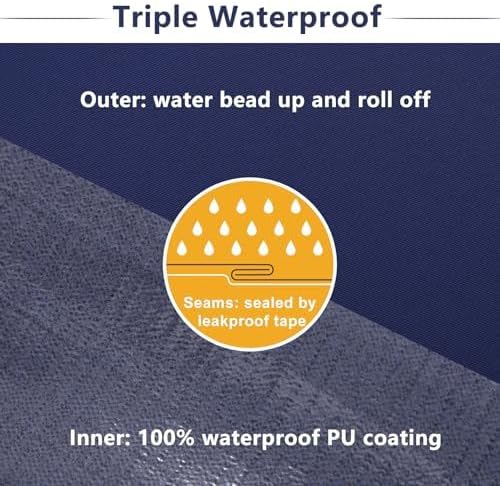 Favoyard Patio Chair Cushions 18 x 18 x 3 Inch Waterproof Outdoor Seat Cushions for Patio Furniture 3-Year Color Fastness Garden Sofa Couch Pads with Handle & Adjustable Straps Set of 2, Blue