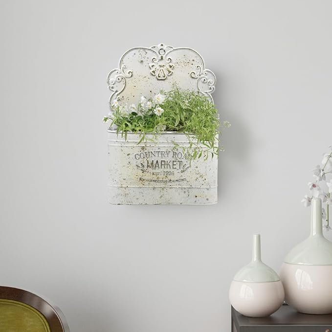 All Chic Metal Wall Planter Wall Mount Planter Wall Haning Planter Outdoor Metal Wall Planter Wall Vases for Flowers Shabby Chic Wall Decor for Rustic Farmhouse