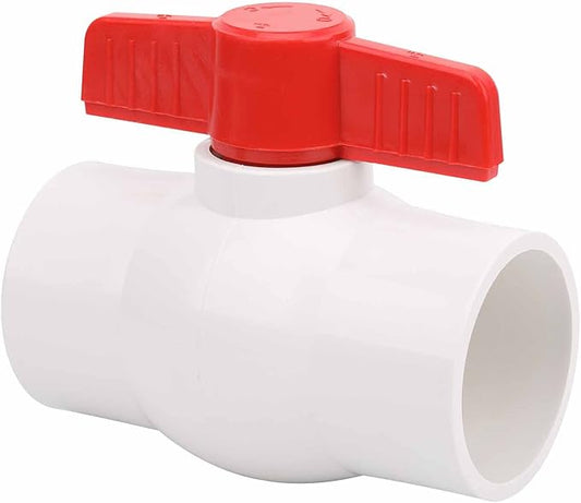2" PVC Ball Valve Water Pipe Shut-off Valve Socket with Red T-Handle for Cold Water Supply lines, Irrigation Pipe fitting System(Socket x Socket), Schedule 40