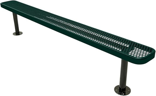 Heavy-Duty Outdoor Bench Thermoplastic Coated, Expanded Metal, Commercial-Grade Seating, Made in America (Surface Without Back, 8 Ft, Textured Dark Green)