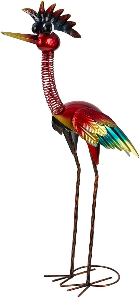 DREAMSOUL 30" Tall Wacky Metal Rooster Garden Statues, Funny Chicken Outdoor Statues Red Rooster Statue for Garden Patio Art Decor