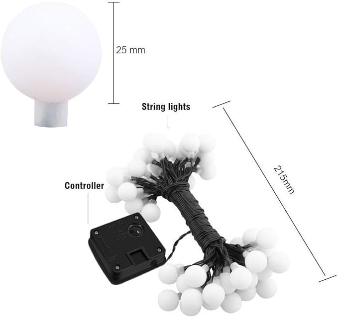 Globe Ball Fairy Lights, 50 LEDs 23ft/7M Solar Led Globe String Lights Waterproof with Two Lighting Modes for Garden Outdoor Party Christmas Decoration (Multicolor)