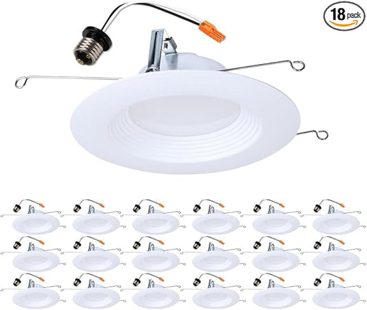 HALO LTE 5/6 Inch Indoor/Outdoor Recessed LED Trim Can Light, 3000K - Contractor Value Pack (18-Pack) - LTE566930-18PK