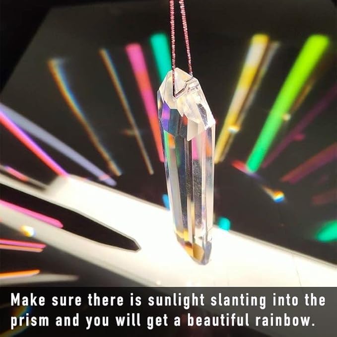2PCS 5" Large Suncatchers Crystal Prisms, STINO Hanging Sun Catcher with Glass Prism, Rainbow Maker for Windows, Room, Garden Fantasy Aesthetic Home Decor (1, Rectangle ABColor 2Pcs)